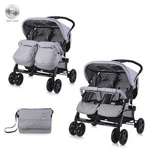 poussette double gris