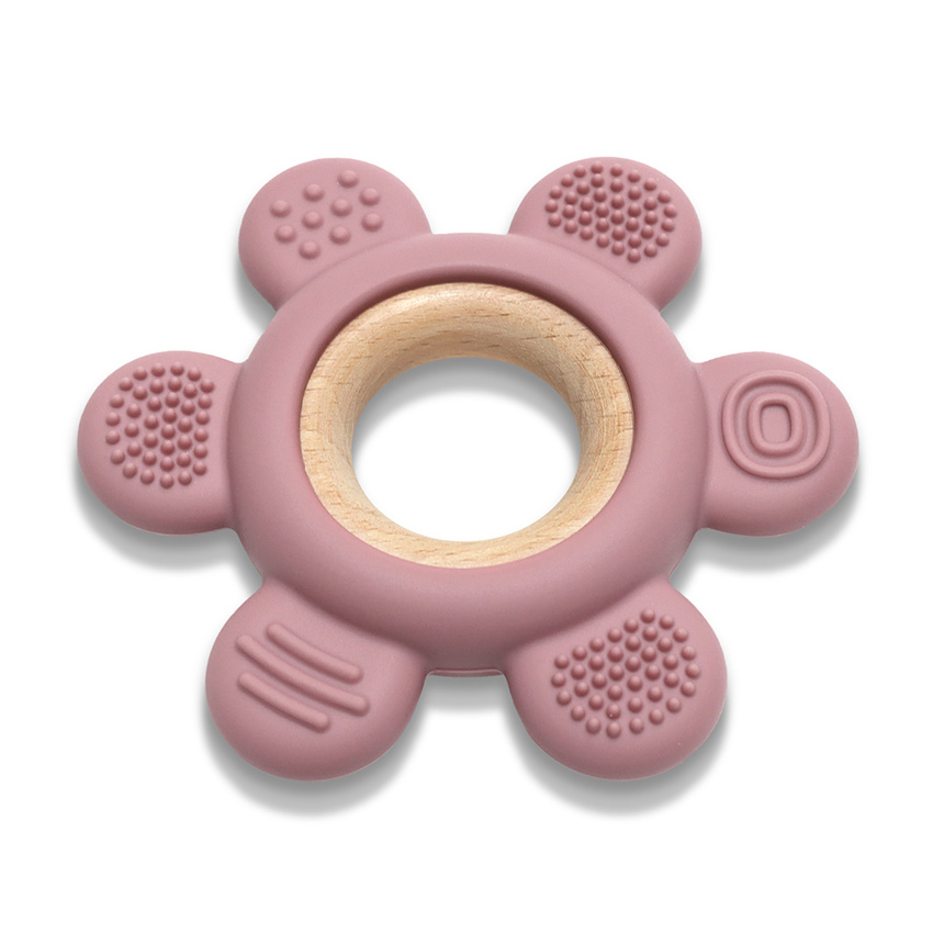 hochet dentition fleure rose