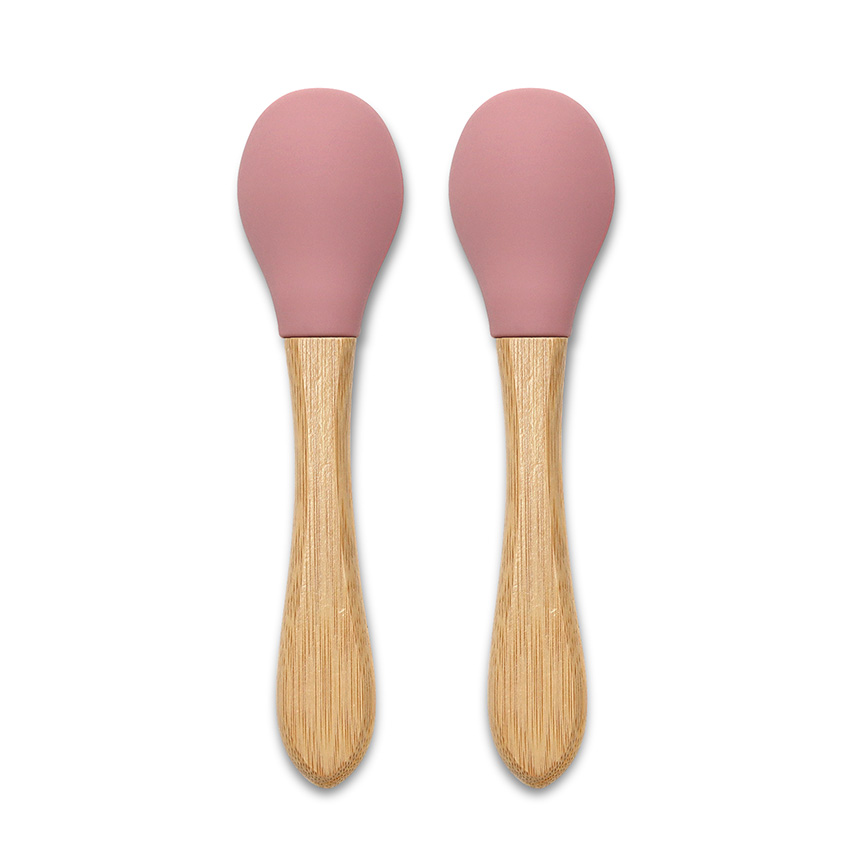 lot de 2 cuillère bamboo rose
