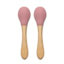 lot de 2 cuillère bamboo rose