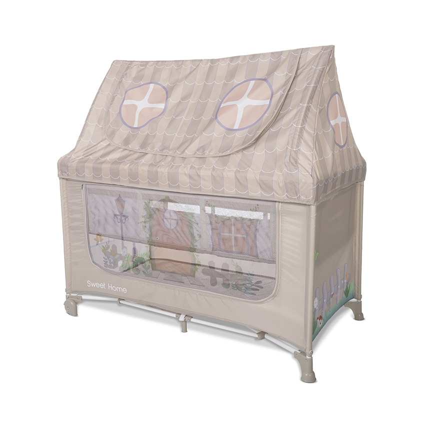 [10080652507] Lit parapluie Sweet Home avec toit beige