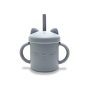 Tasse d'apprentissage en silicone souple (Incassable) avec paille réutilisable gris